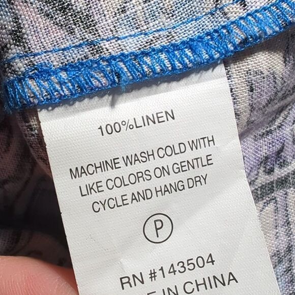 Marie Oliver Top Womens Medium Multicolor Jolene Blouse in Violet Tile Linen - Picture 8 of 10